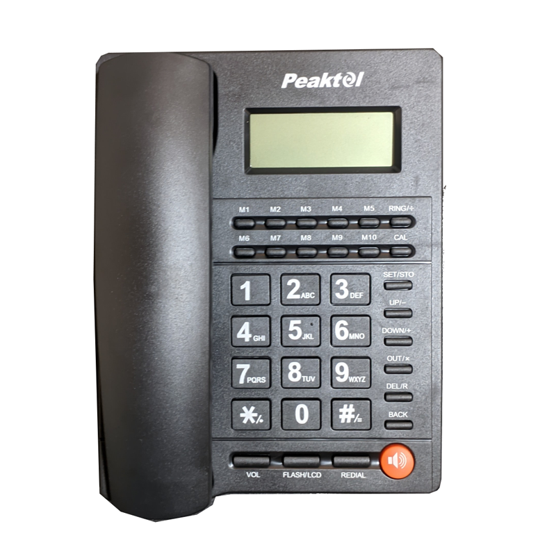 PEAKTEL T219-CID Landline Telephone with Screen Black